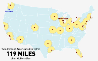 Illustration for article titled Maps: How Far Do Americans Live From Their Sports Teams?